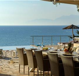 7 bedroom seafront luxury villa with pool & jacuzzi, near Acharavi, sleeps 14-15